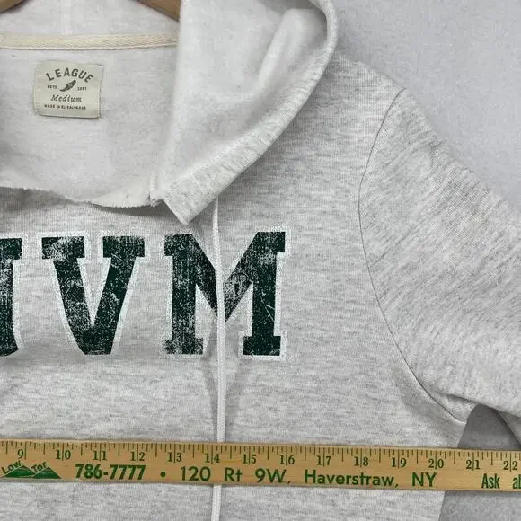 UNIVERSITY OF VERMONT Hoodie Womens M Catamounts Cropped Cutout Fleece Gray - Picture 13 of 15